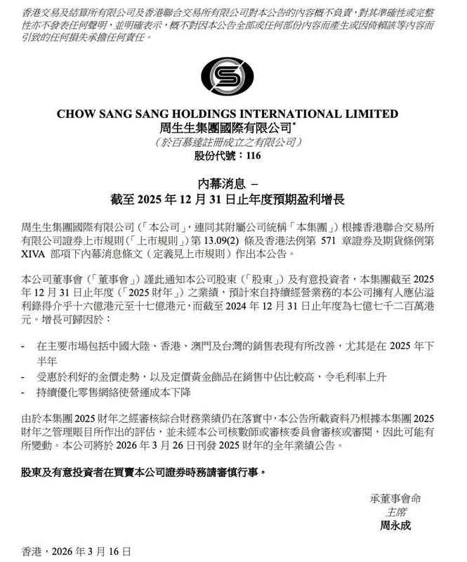  金价持续强势，周生生盈利显著提升；股价强劲反弹，市场信心增强。 股票财经
